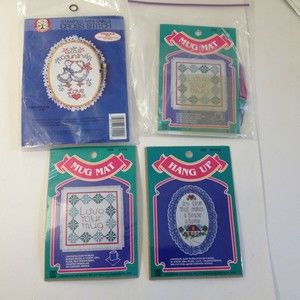 (4) Vintage New Old Stock Cross Stitch Various Small Designs